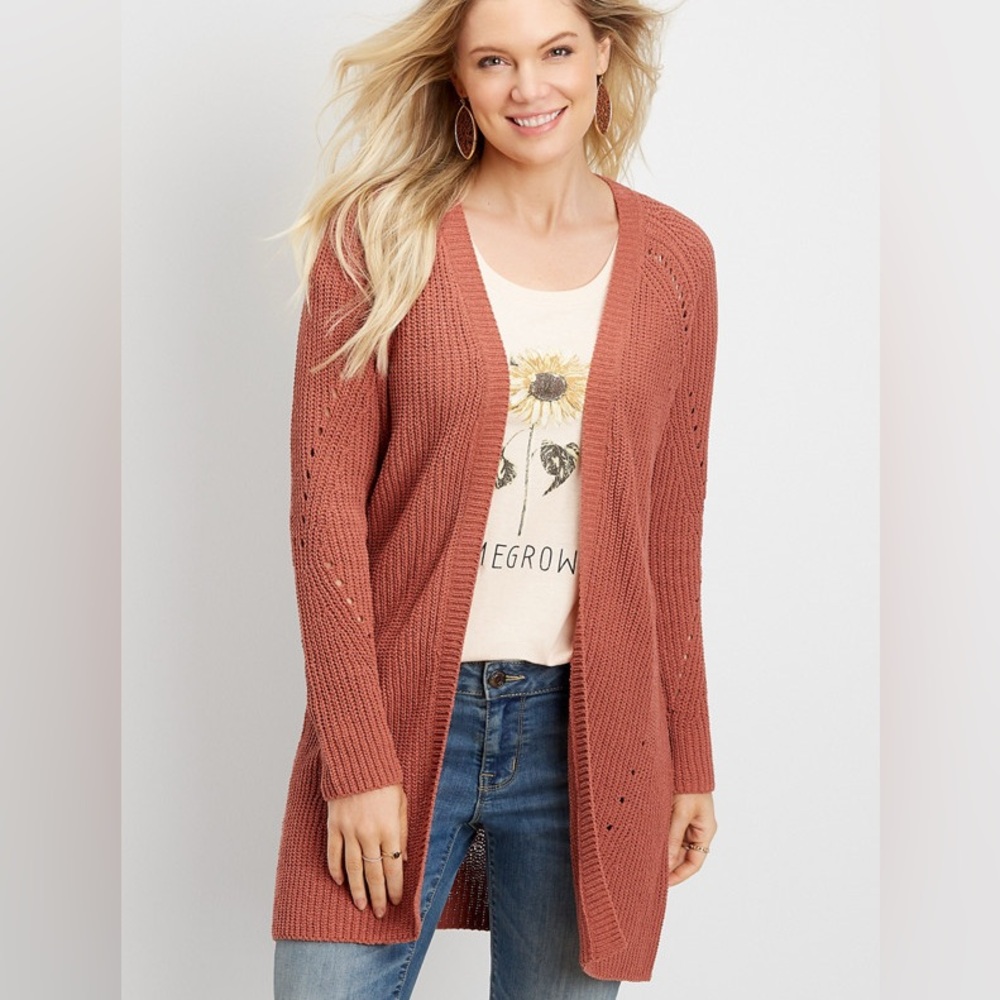 Maurices Women's Rust Open-Front Sweater